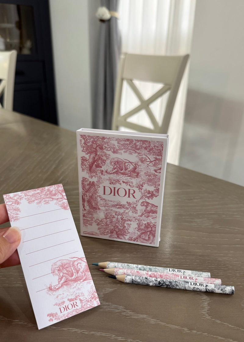 Dior 3 Color Pens Notepad and Planner Set Office Supply