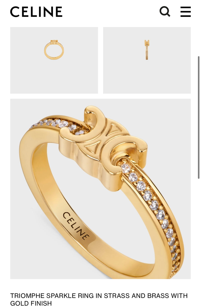 2024 Brand New Celine Sparkle Ring Gold Size 54