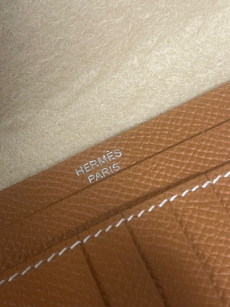 Brand New Hermes Bearn Compact Wallet Gold Platinum Hardware