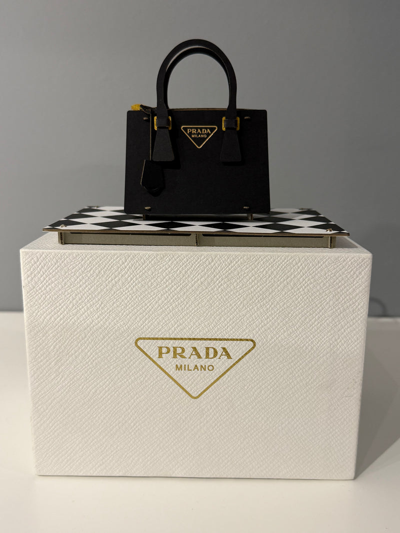 Miniature papercraft sculpture of the iconic Prada Galleria Bag