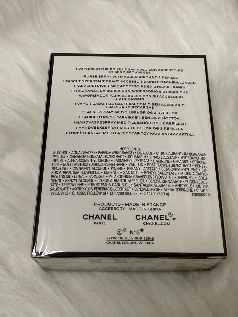 Chanel No5 Limited Xmas Set Eau De Parfum Refillable Purse Spray in Black