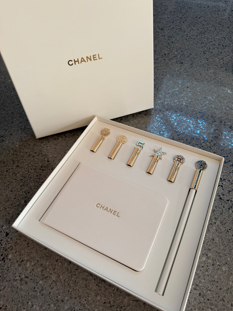 Chanel Novelty Notebook Pencil Cap Set Stationery