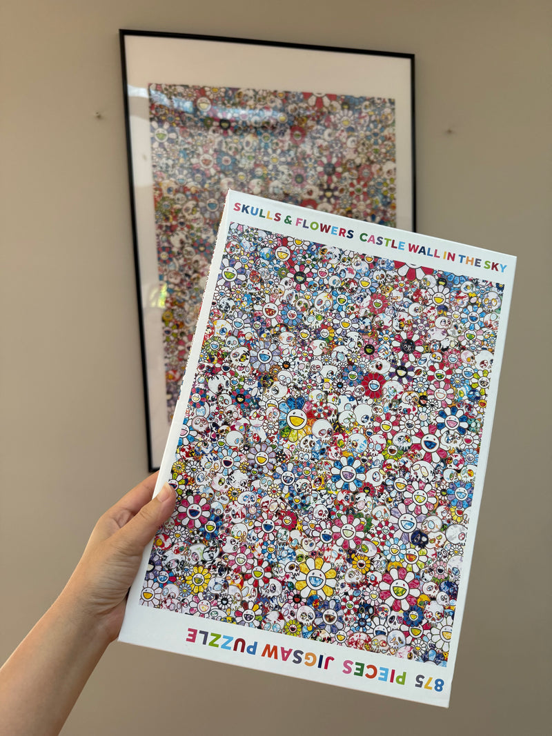 Takashi Murakami Skulls & Flowers – Castle Wall in the Sky (875 Pieces) Framed Jigsaw Puzzle