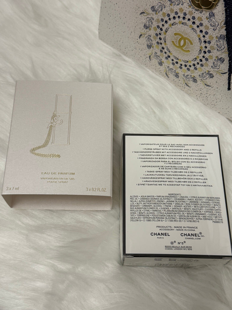 Chanel No5 Limited Xmas Set Eau De Parfum Refillable Purse Spray in Black