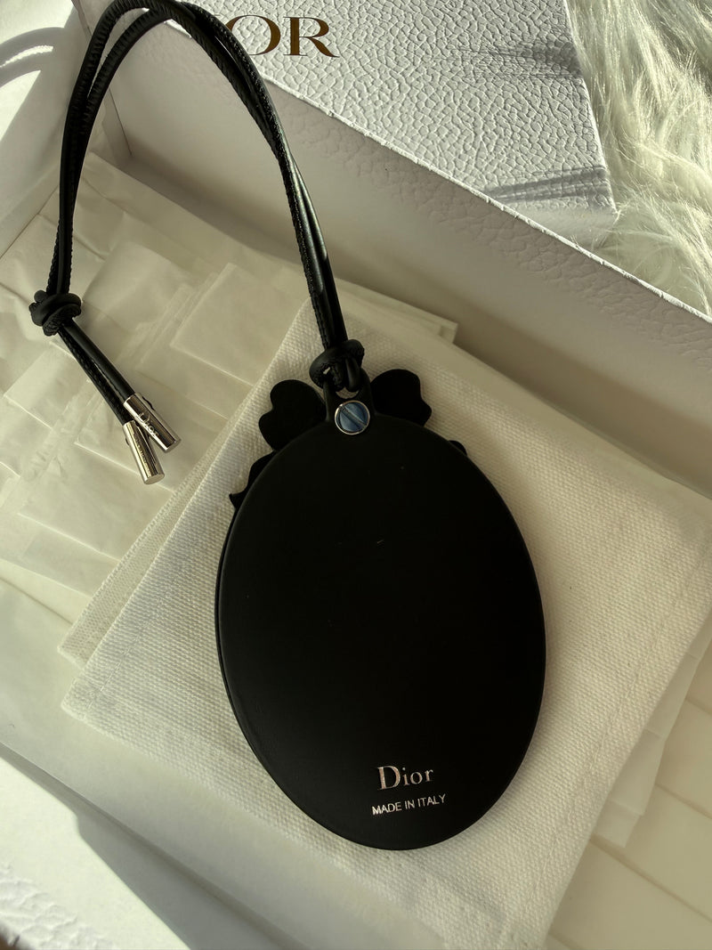 Dior Médaillon Bag Charm Silver-Finish Metal with Black and White PolkaDior