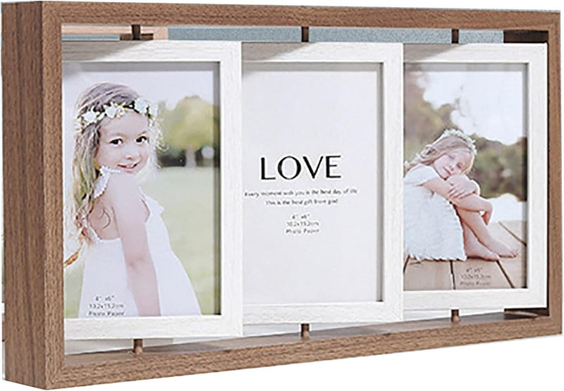 Wooden Nordic 6-inch Double-sided Rotating Photo Frame Display Stand