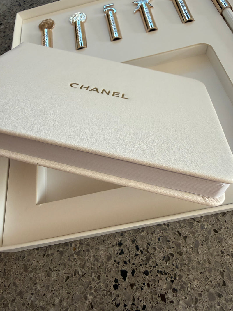 Chanel Novelty Notebook Pencil Cap Set Stationery