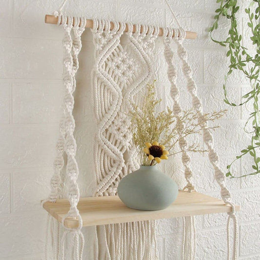 Wall Decor Hanging Shelf Cotton Rope Tassel Plant Holder