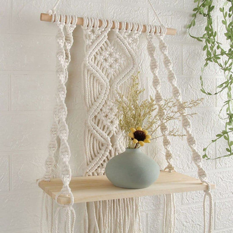 Wall Decor Hanging Shelf Cotton Rope Tassel Plant Holder