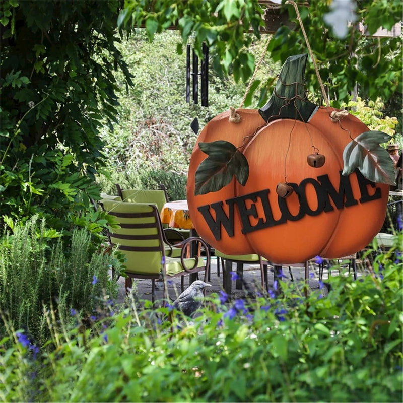 Iron European Pastoral Style Porch Pumpkin Garden Wrought Iron Welcome Sign