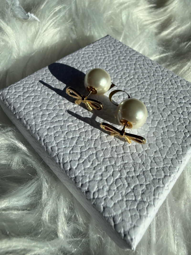 Pair of Dior Tribales Earrings Gold-Finish Metal and White Resin Pearls