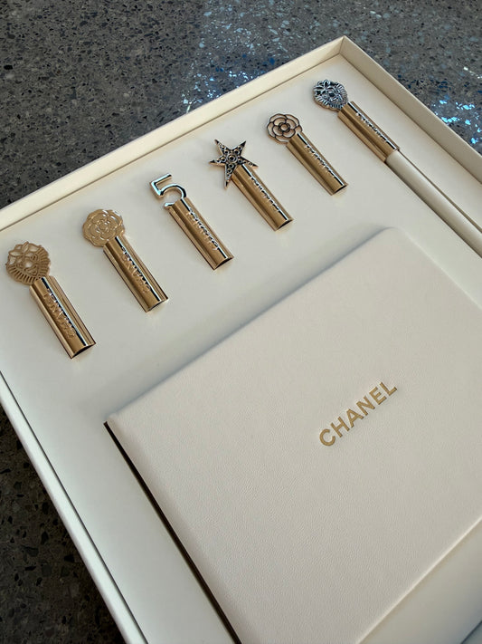 Chanel Novelty Notebook Pencil Cap Set Stationery