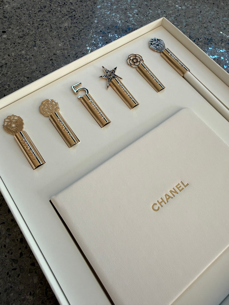 Chanel Novelty Notebook Pencil Cap Set Stationery