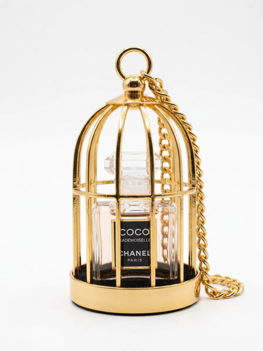 CHANEL Coco Mademoiselle Gold-Tone Cage Pendant Chain Full Set