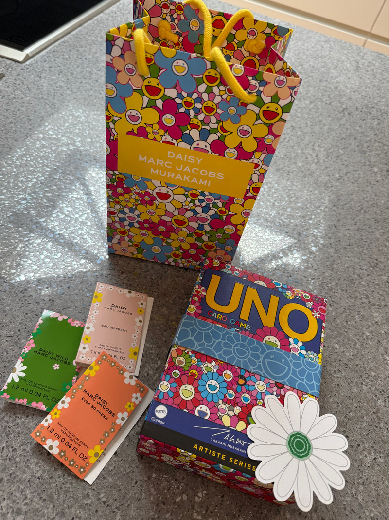 Takashi Murakami Gift Set UNO Card Game 3 Daisy Marc Jacobs Sample With Bag