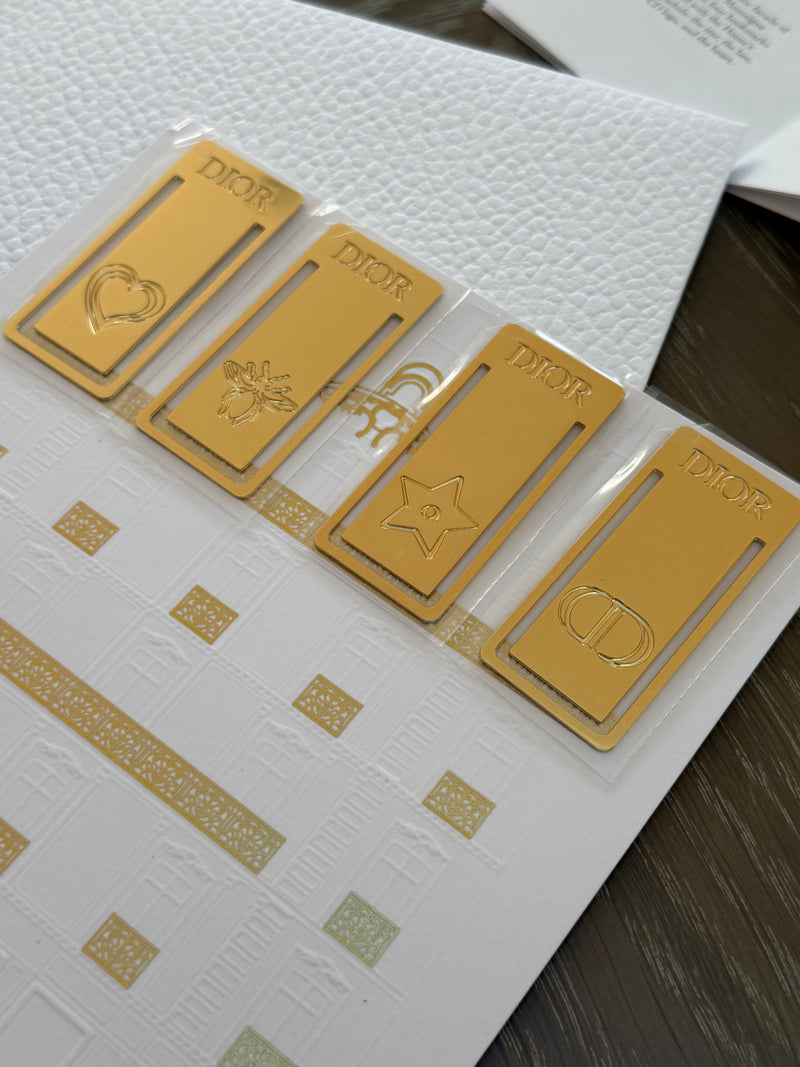 Christian Dior Luxury Gold Metal Bookmark Set