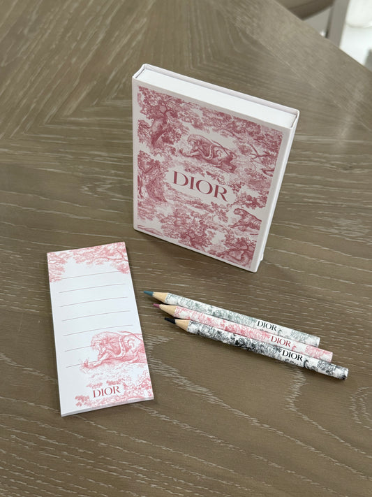 Dior 3 Color Pens Notepad and Planner Set Office Supply