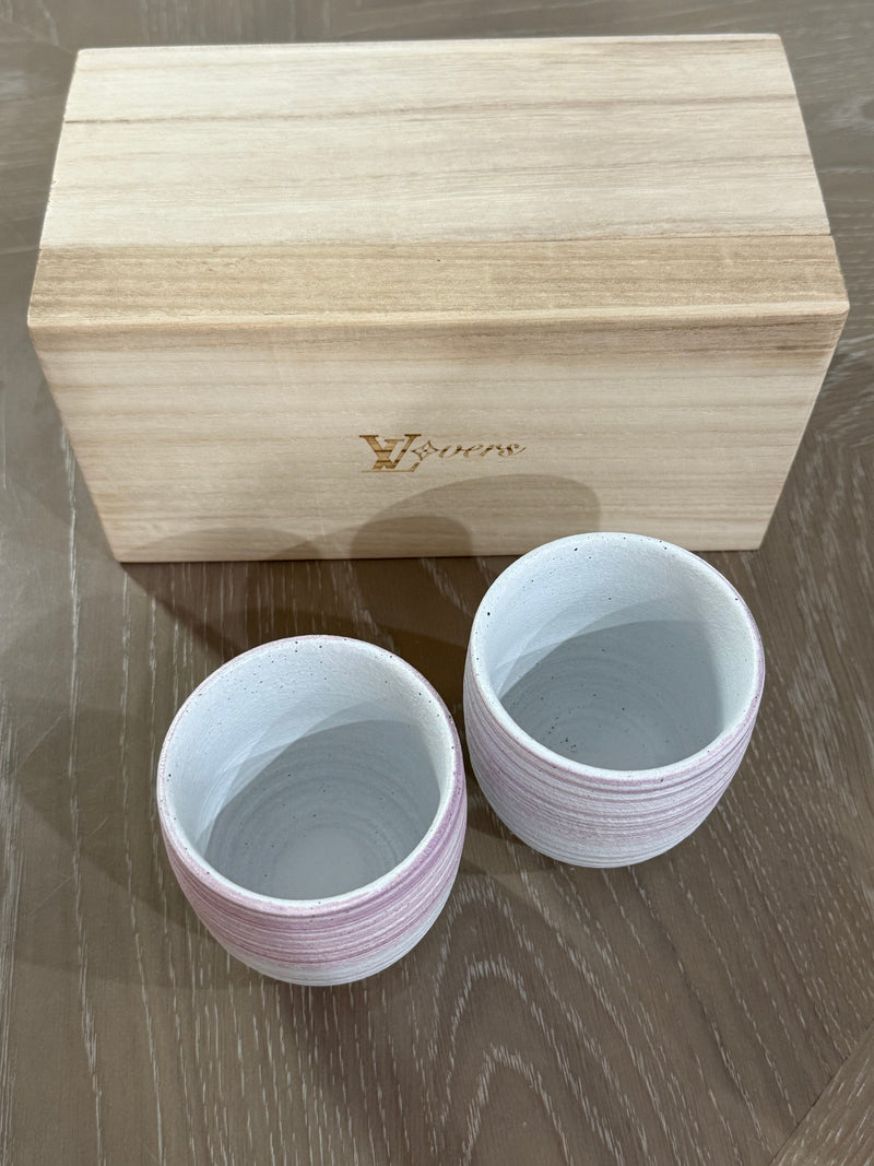 Louis Vuitton Pink Japanese Tea Cups Set of 2 With Box