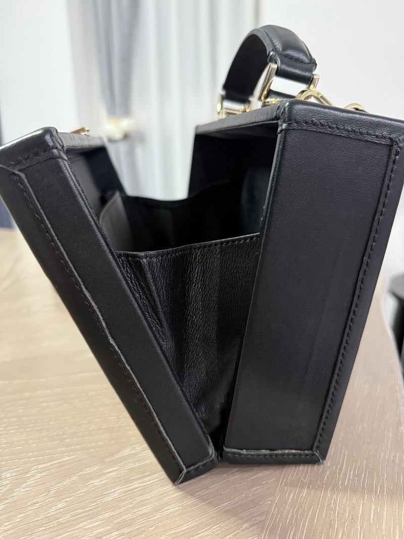 Alice & Olivia Stacey Face Clutch Bag Black Leather With Removable Strap