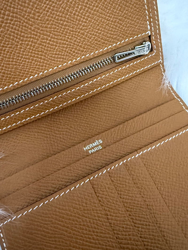 Brand New Hermes Bearn Compact Wallet Gold Platinum Hardware