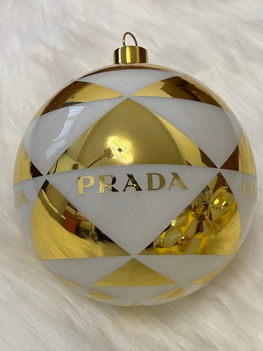 PRADA 3 Christmas Ornament Gold Tree Decoration Good Condition