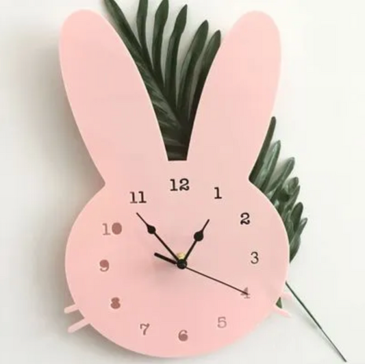 Kids Room Decor Wooden Rabbit Shaped Wall Clock