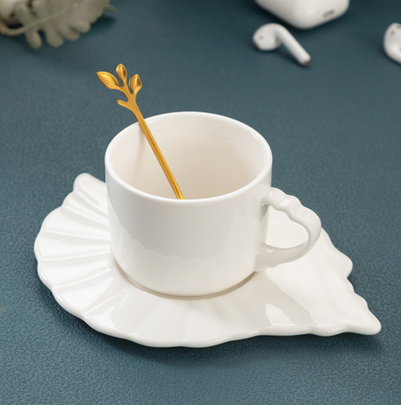 Ceramic Coffee Cup with Saucer & Spoon