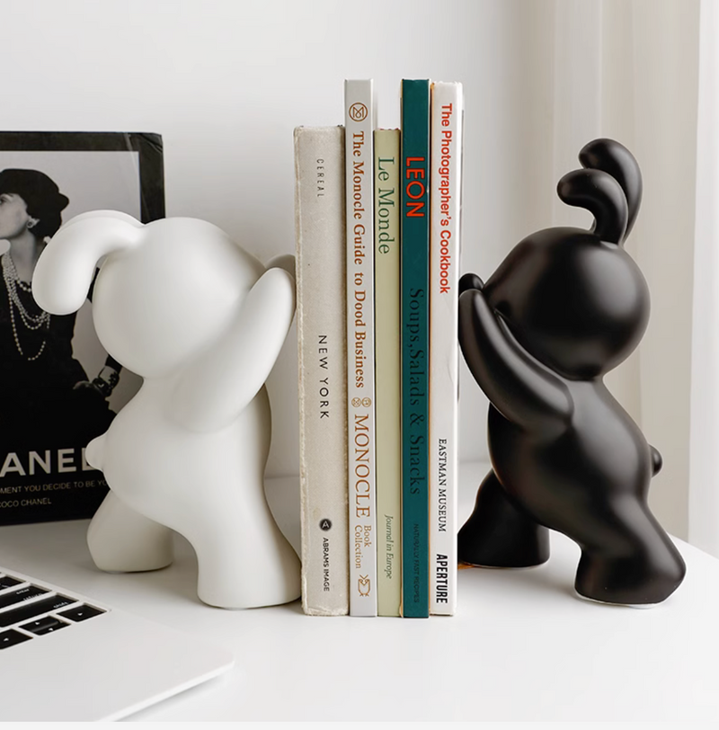 Ceramic Rabbit Study Room Bookends