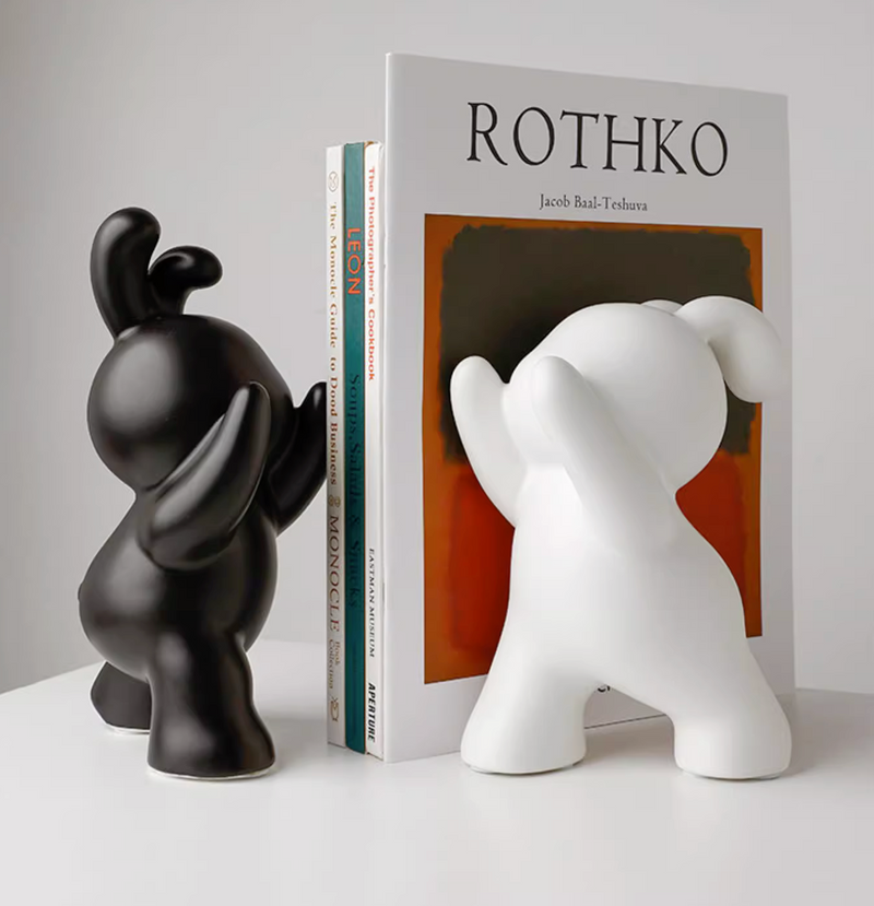 Ceramic Rabbit Study Room Bookends