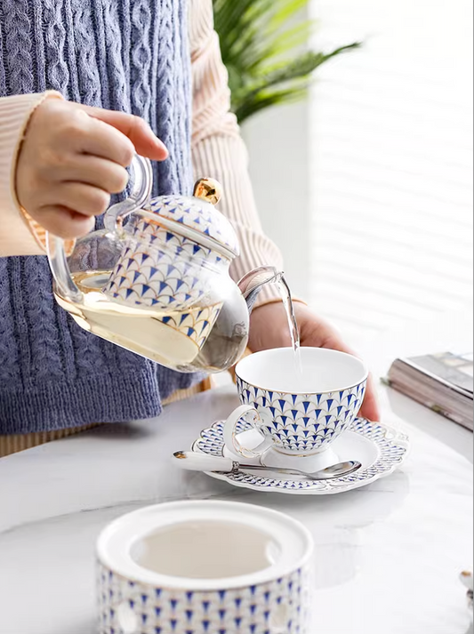 Porcelain European Bone China Coffee Cup Saucer Teapot English Afternoon Tea Set