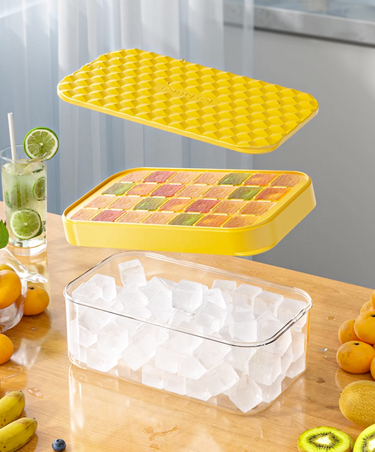 Silicone Ice Cube Tray Mold with Lid and Scoop