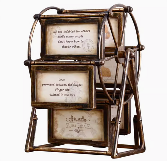 360 Degree Rotating Ferris Wheel Vintage Picture Frame for 5-inch Photos