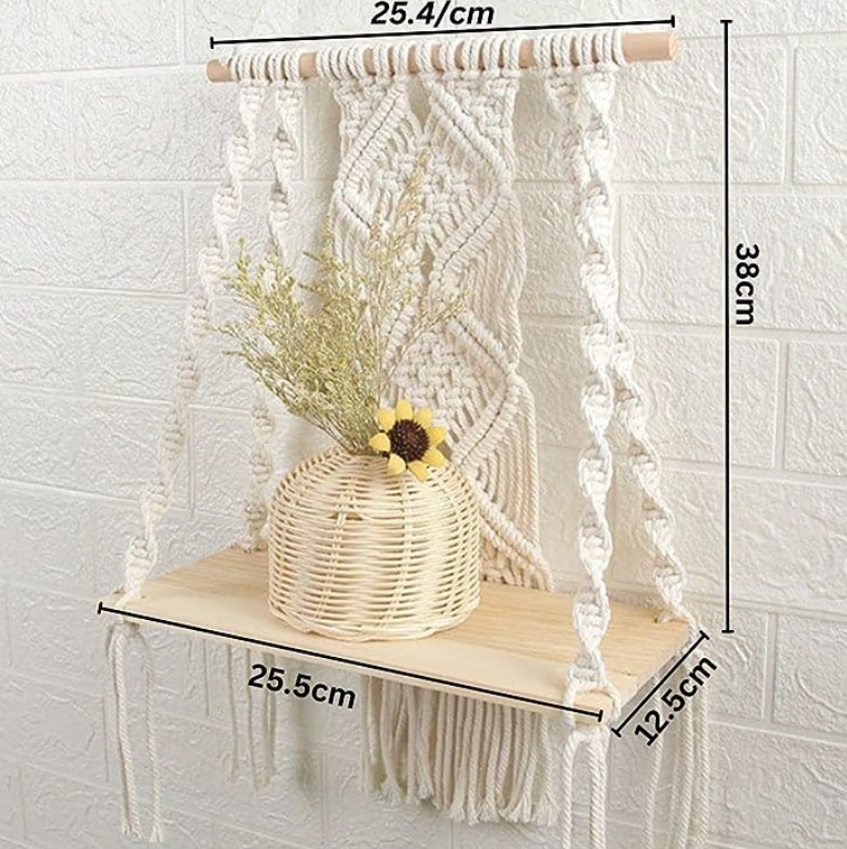 Wall Decor Hanging Shelf Cotton Rope Tassel Plant Holder