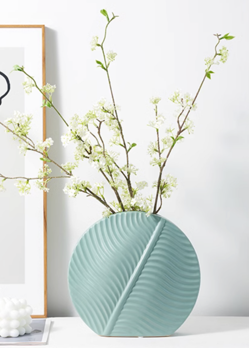 Ceramic Leaf Shape Vase for Flower Arrangement Decoration