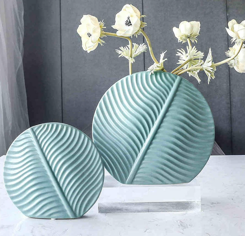 Ceramic Leaf Shape Vase for Flower Arrangement Decoration
