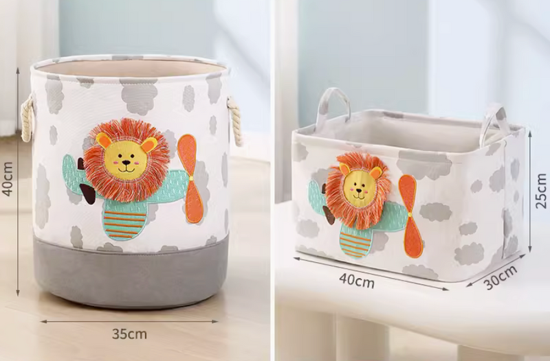 2 in a Set Dinosaur Lion Canvas Baby Toys Laundry Storage Basket Organizer