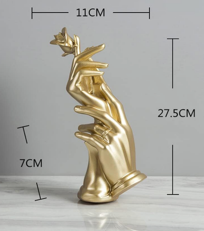Golden Flower Holding Hands Design Decoration Statue Ornament