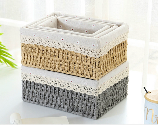 3 Piece Organizing Wicker Storage Cubes Baskets Set