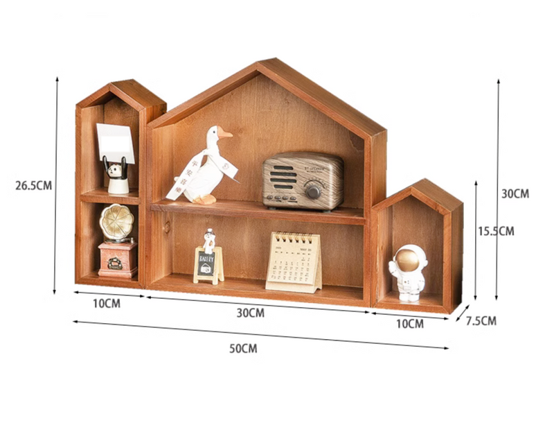 Wooden House Shape Display Shelf Toy Organizer Storage
