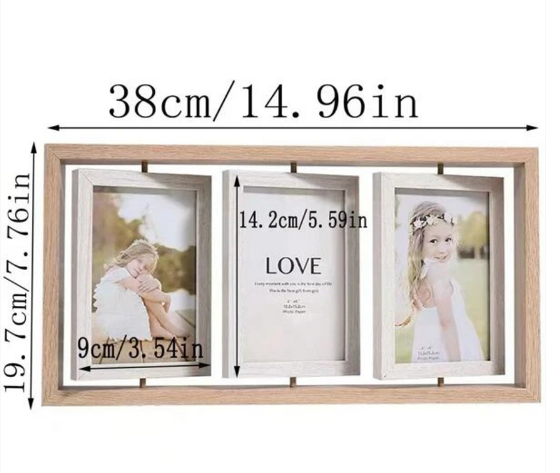 Wooden Nordic 6-inch Double-sided Rotating Photo Frame Display Stand