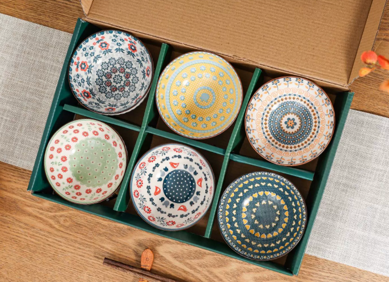 6 Ceramic Ramen Rice Soup Bowls in Japanese Style