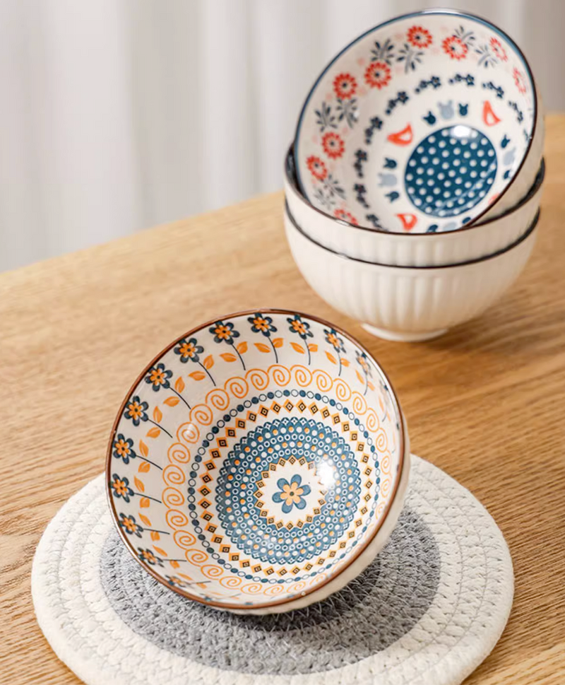 6 Ceramic Ramen Rice Soup Bowls in Japanese Style