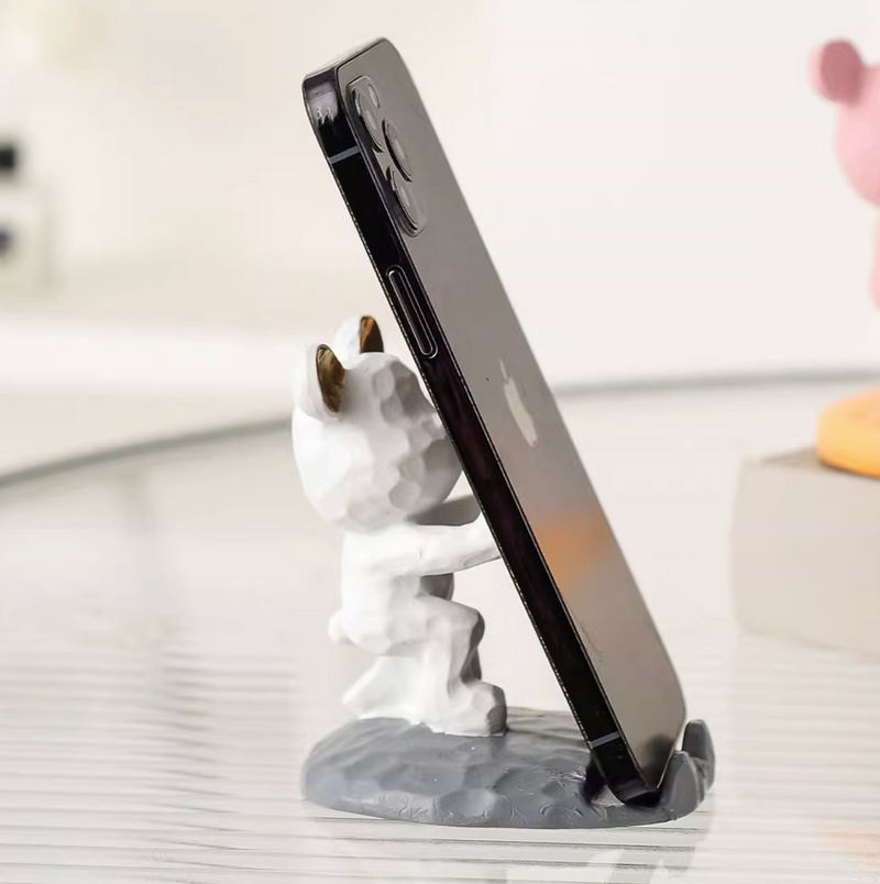 Resin Bear Sculpture Desk Mobile Phone Stand