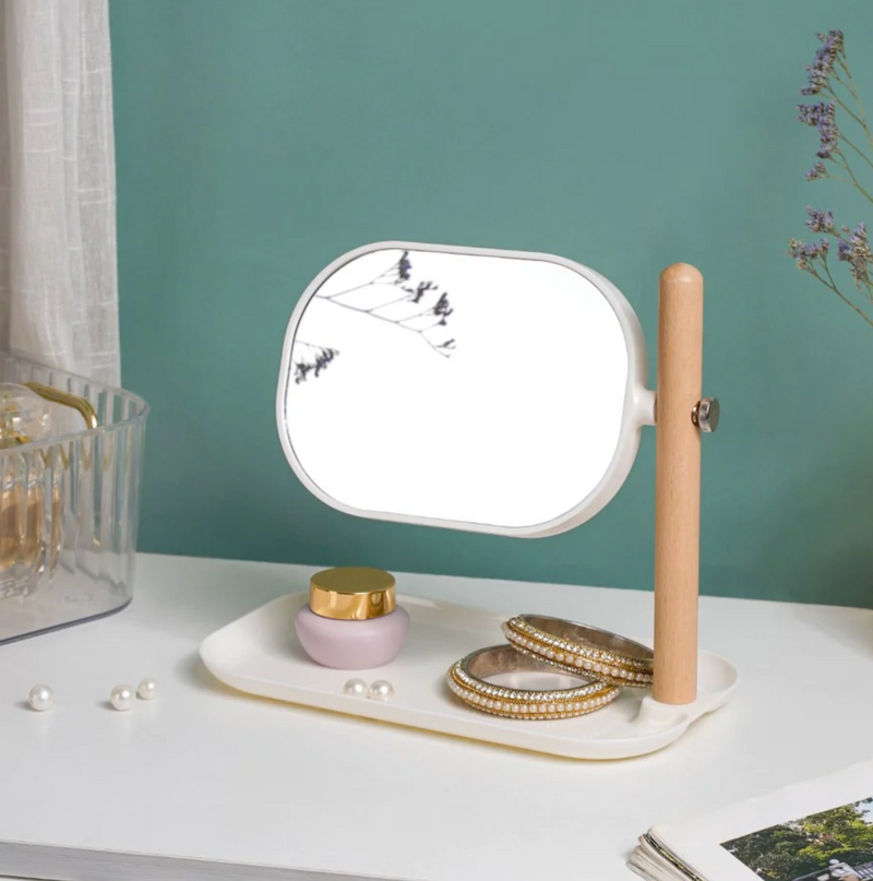 Two Sided Mirror With Adjustable Stand Tray