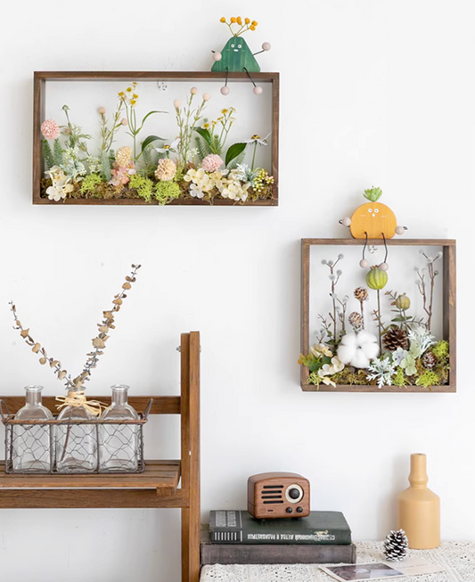 Framed Table Top Dried Floral Display Hanging Wall Plant