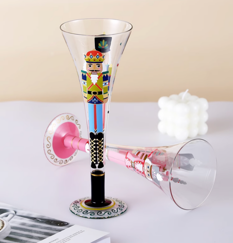 Champagne Artificial Painting Glass Goblet Nordic Style Cocktail Cup Wine Bar Drinkware