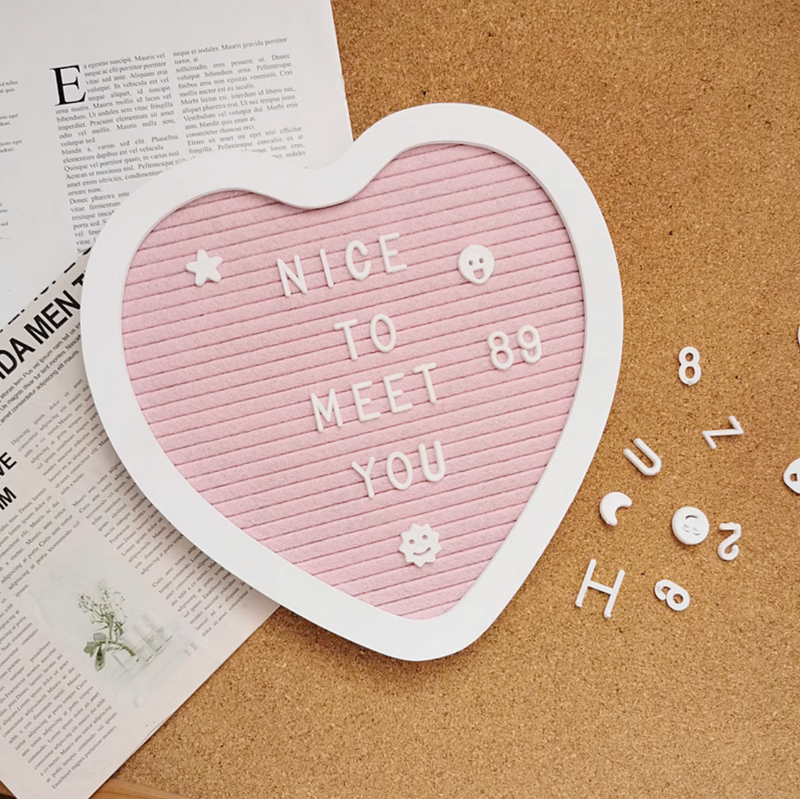 Heart Shaped Felt Wooden Message Letter Board