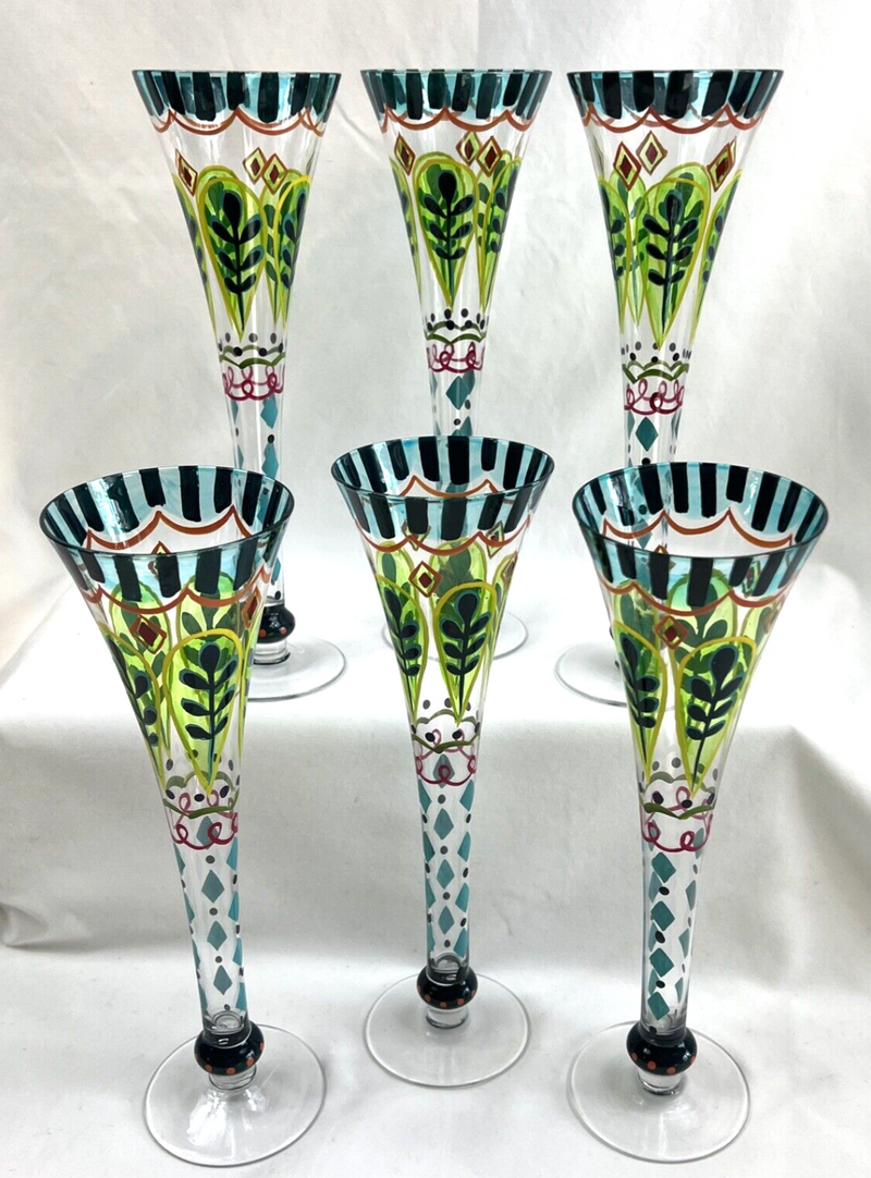 Champagne Artificial Painting Glass Goblet Nordic Style Cocktail Cup Wine Bar Drinkware