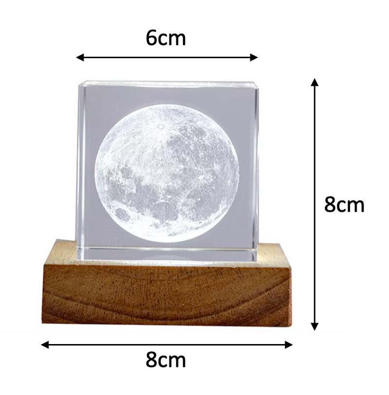 USB 3D Moon Night Light Cube Crystal Table Lamp