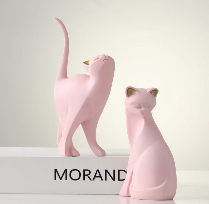Cat Figurines Decorative Home Accessories Modern Resin